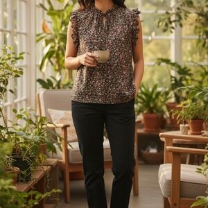 BB Dakota by Steve Madden Black Floral Ruffle Top Size Junior's 2X